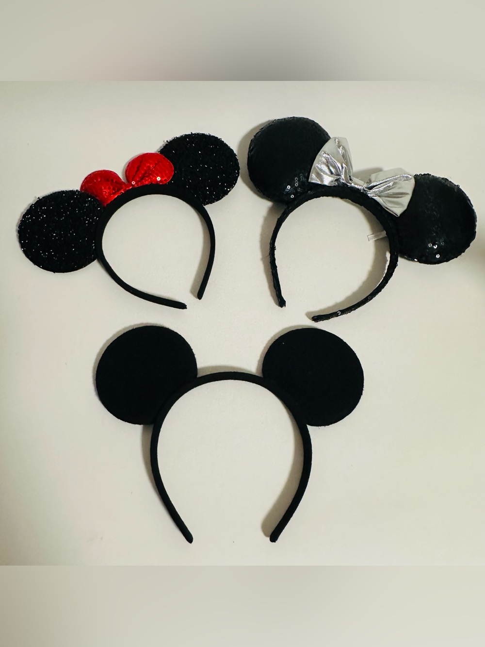 Lot 3 Classic Disney Minnie Mickey Mouse Ears Hair Accessories One Size Sequins